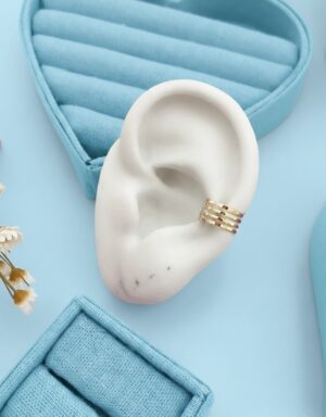 Piercing fake 4 fileiras banhado a ouro - Imagem 2